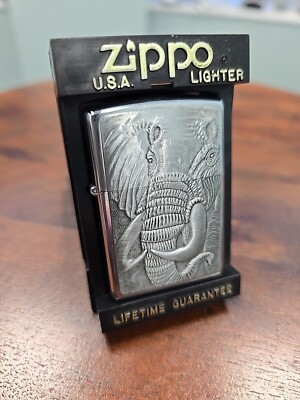 Zippo Windproof Lighter BARRETT SMYTHE ELEPHANT HP Chrome 1995 NEW IN BOX RARE
