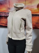 Giacca Gallery Co. Star Outwear Sz S Cream Faux Suede Jacket Buckle & Zip New #2