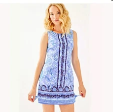 NWT Lilly Pulitzer Mila Stretch Blue Peri Turtley Awesome Dress Sz 00(Ret.$188)