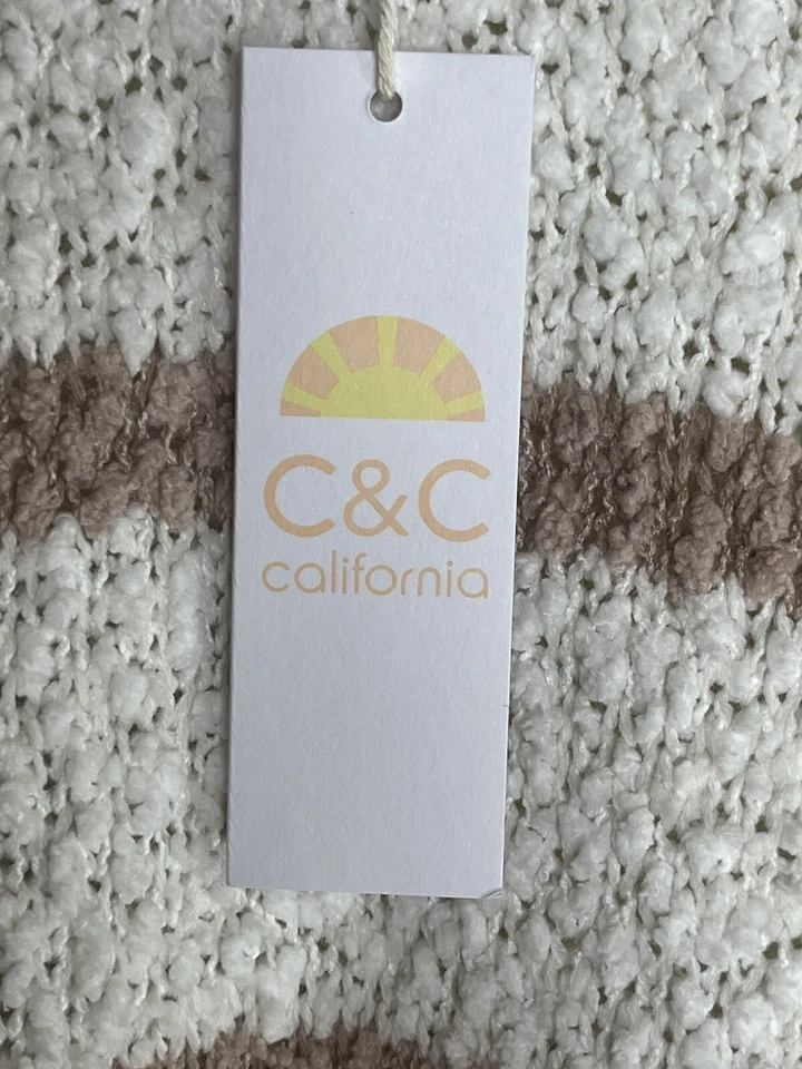 C & C California Cardigan Sweater Open Front Striped Size M NWT   - Image 4 of 4