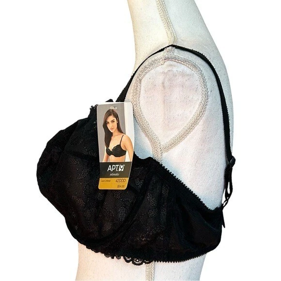 Apt. Sujetador con aros 9 Intimates Luxe de encaje sin forro para mujer talla 42DDD negro NUEVO Foto 3 de 4