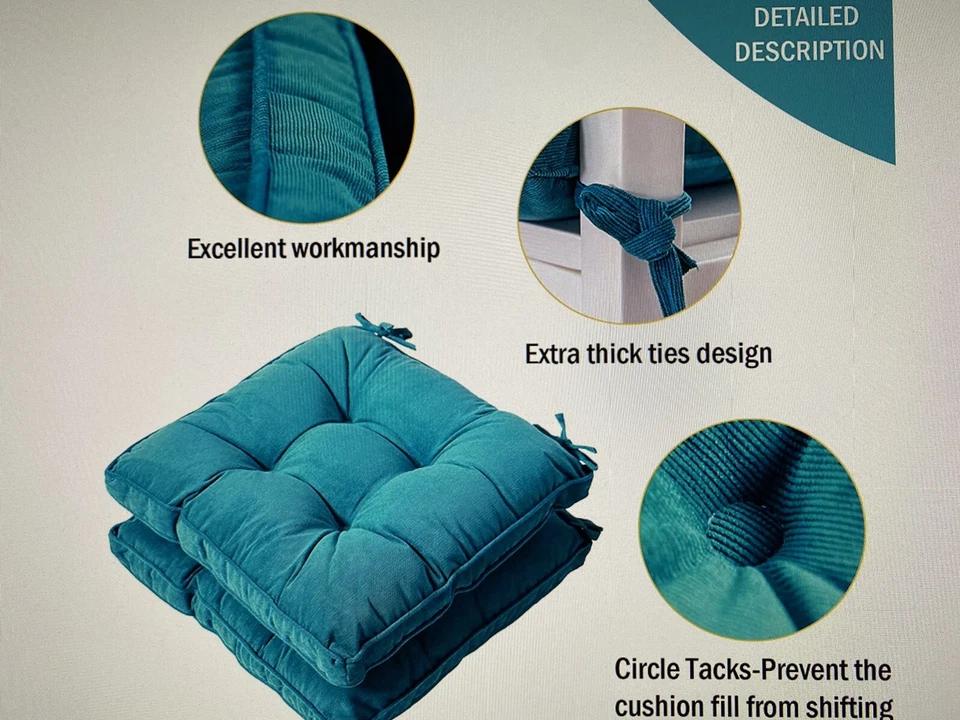 Cojines para silla FURLIDE con lazos (juego de 2 cada uno) Foto 2 de 3