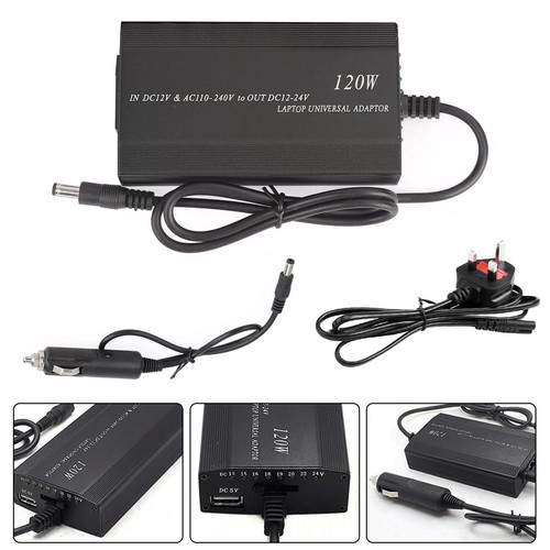 Car Charger Power Supply Adapter 120W UK Plug Universal For Laptop Notebooks - Picture 9 of 12