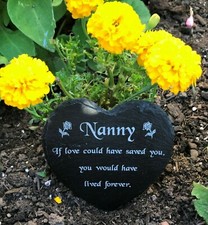Engraved Slate Heart Memorial Grave Marker Plaque Remembrance for Nanny