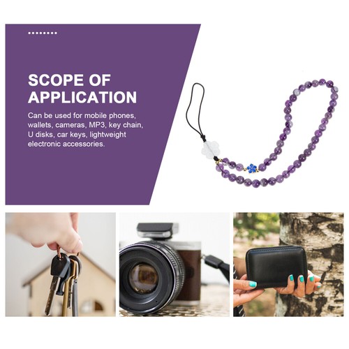 Amethyst Pendant Ladies Phone Charms Strap Aesthetic Accessories - Zdjęcie 8 z 12