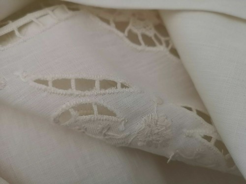 Rich sheet in pure linen with embroidery Burano Venice handmade Ecru' color - Picture 4 of 12