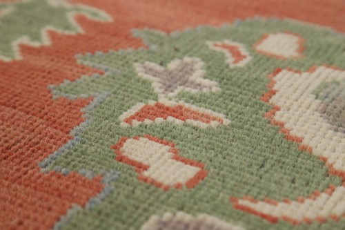 Vegetable Dye Traditional Oushak Turkish Rug Hand-Knotted Orange/ Green 6x9 ft - Picture 10 of 20