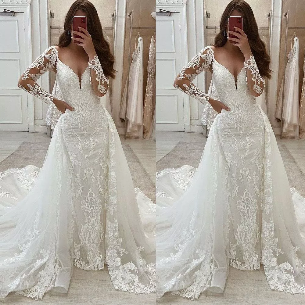 mermaid wedding dresses with long train