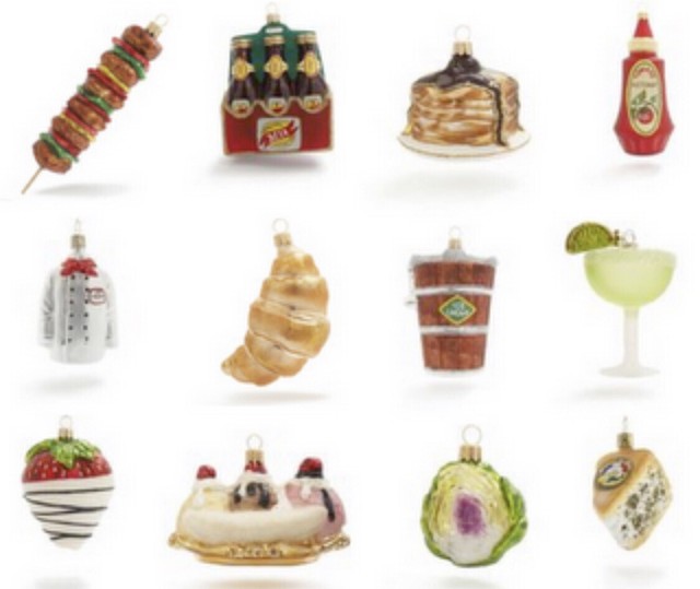 Caviar Blini Pancake Sour cream Food Glass Christmas Ornament Poland