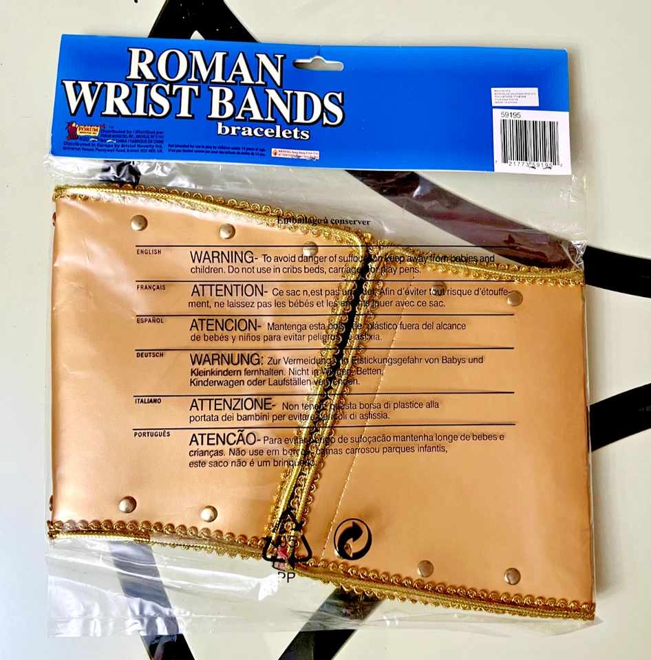 Muñequeras doradas de gladiador guerrero romano griego accesorio de disfraz de Halloween para hombre Foto 2 de 2
