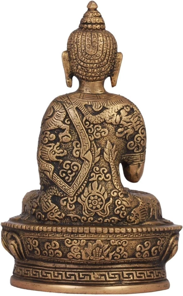 Brass Blessing Gautam Buddha for Home Decor in Gold Color Height 7 Inch - Image 3 of 4