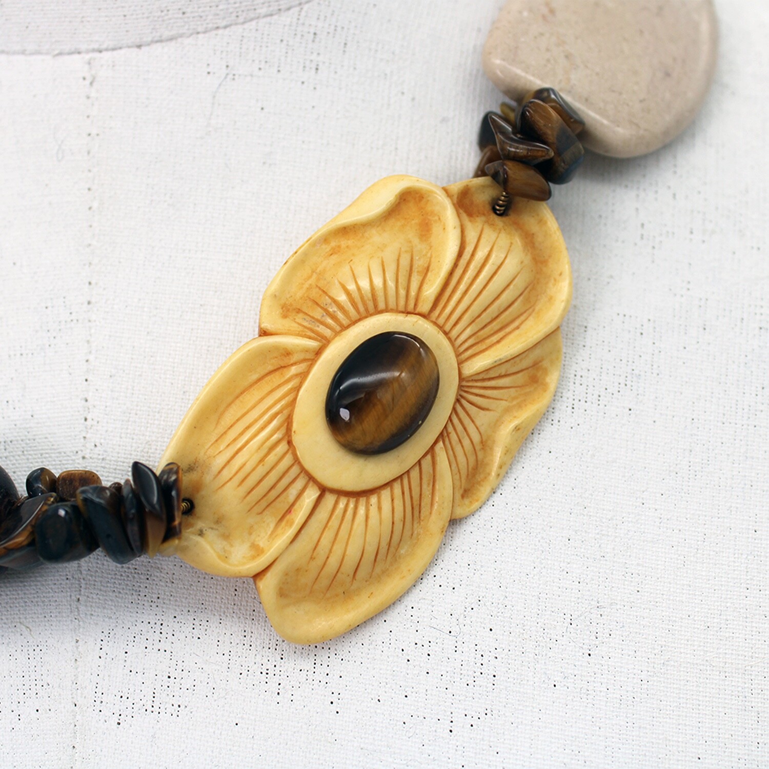 Unique Artisan Crafted Statement Necklace Tiger's… - image 6