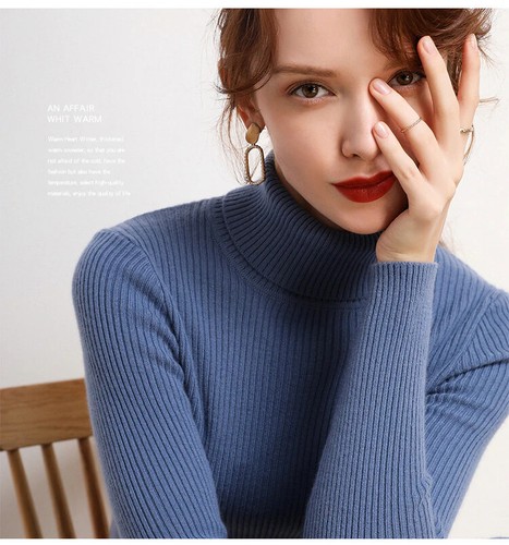 Women Turtleneck Sweater Women's Pullover Long Sleeve Casual Size Basic Soft NEW - Picture 16 of 42