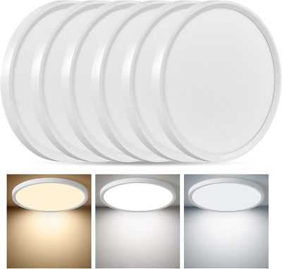 6PK 12'' Slim LED Flush Mount Ceiling Light, 24W, CCT Selectable, 2520LM