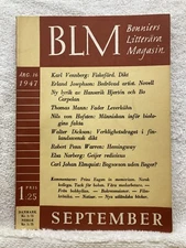 1947 September Bonniers Literary Magazine Denmark Sweden Swedish  Vtg