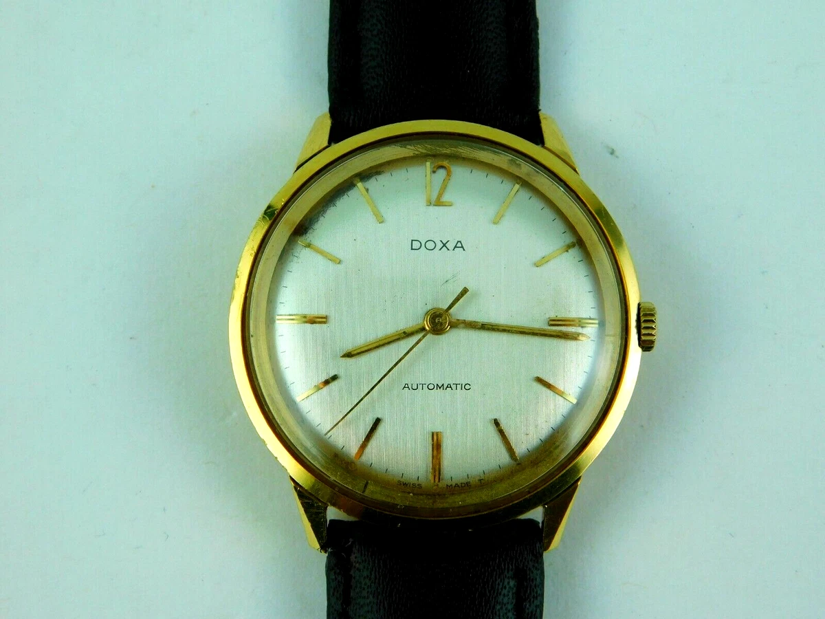 VINTAGE DOXA 21J AUTOMATIC SOLID 18K GOLD MENS WRISTWATCH SERVCED
