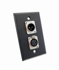 PROCRAFT SPL-1XF1XM-BK 1 Gang Black Steel Wall Plate Loaded w/1) XLRF 1) XLRM