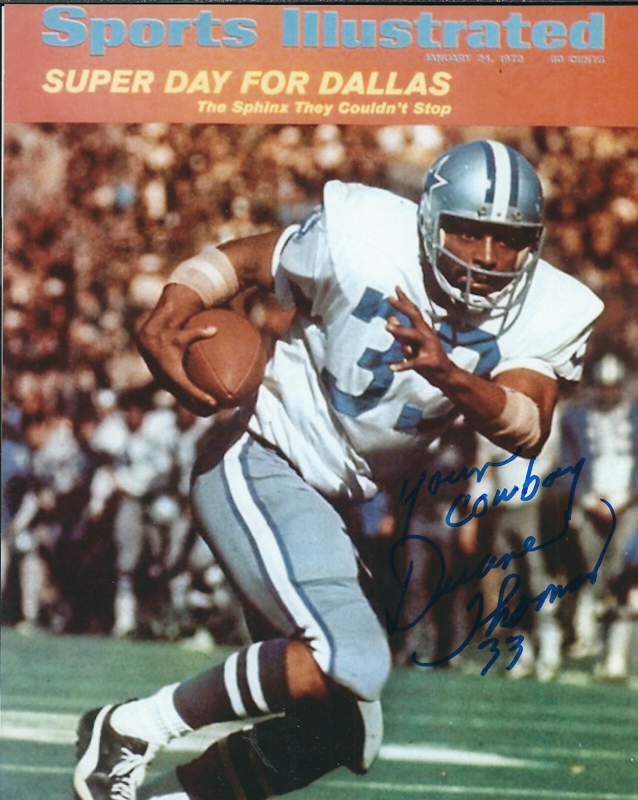 Autographed Signed DUANE THOMAS Dallas Cowboys 8x10 photo - w/COA 