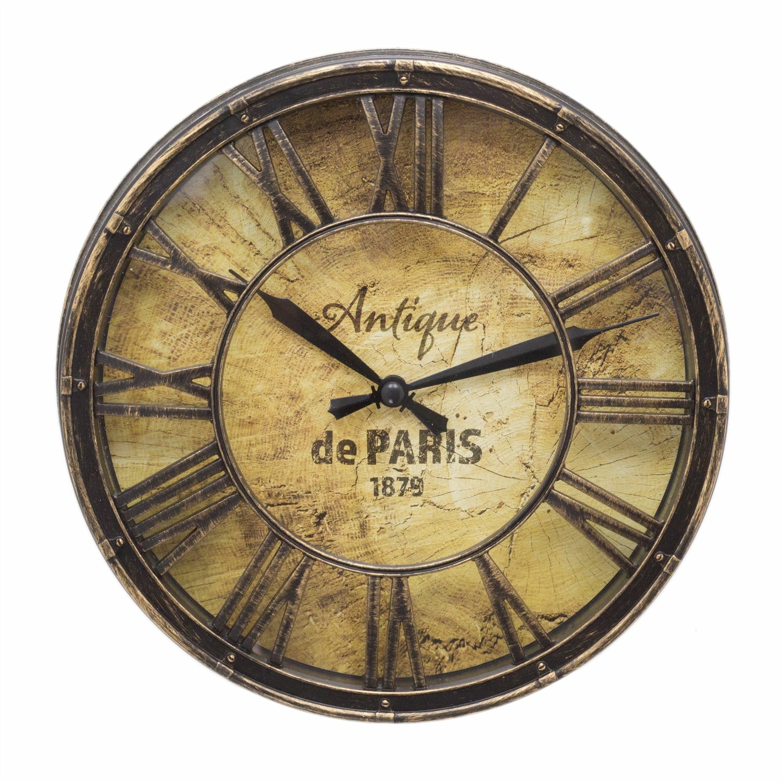 Carousel Home 20cm Wall Clock Antique Effect Distressed Round Clock | Antique de Paris Wall Mounted Clock | Vintage Style Wall Clock - Image 2