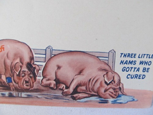RARE 1943 COLORFUL WWII Patriotic Propaganda Military Stationary, Tank Pig Bacon - Picture 8 of 8