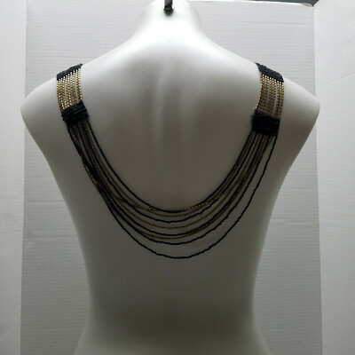 Shoulder Drape Necklace Black And Gold Beads 48 display picture 3