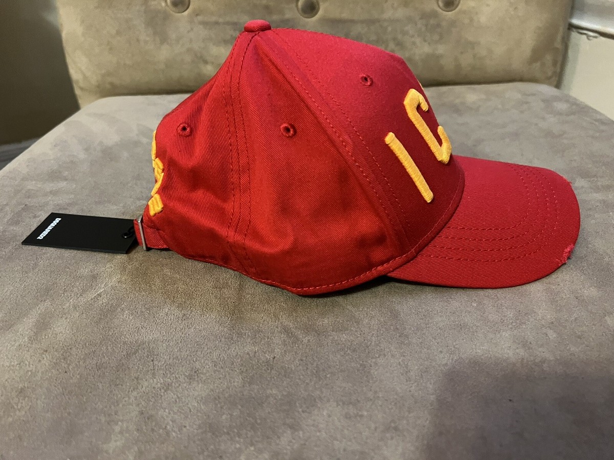 DSQUARED² RED YELLOW ICON BROIDERED LOGO HAT CAP UN DSQ2 | eBay