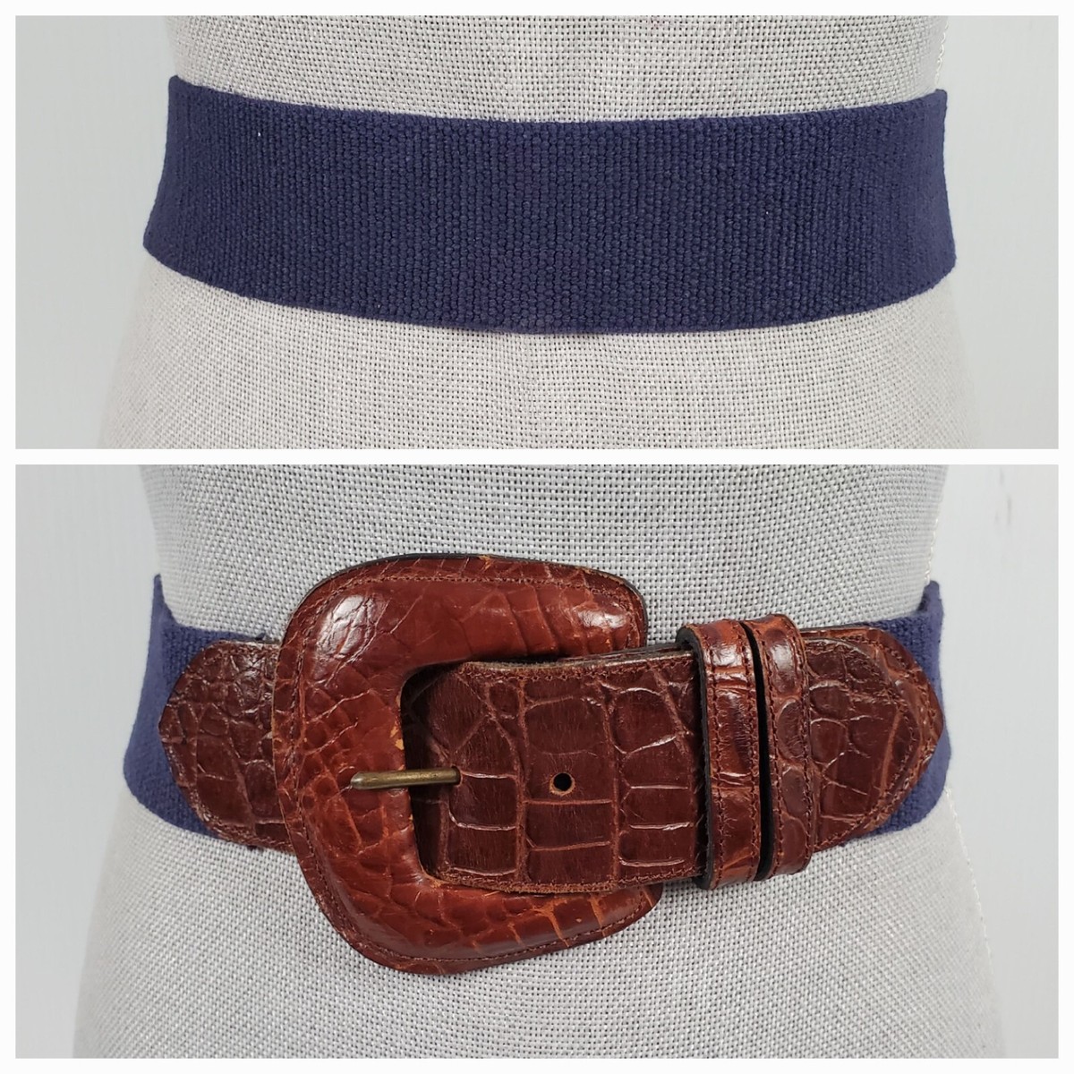 Joan & David Women\'s Crocodile Embossed Black Leather Belt Joan & David Leather Black Belts for Women for sale | eBay main image 2