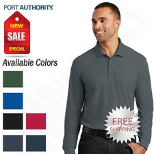 Port Authority Mens Long Sleeve Polo 3 Button Placket Core Classic XS-4XL K100LS