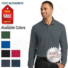 Port Authority Mens Long Sleeve Polo 3 Button Placket Core Classic XS-4XL K100LS