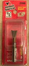 VERMONT AMERICAN - 1/2" DOVETAIL ROUTER BIT - 1/4" SHANK - NEW #22500