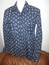 Ladies PANHANDLE SLIM Navy Floral Long Slv Western Snap Shirt, sz S