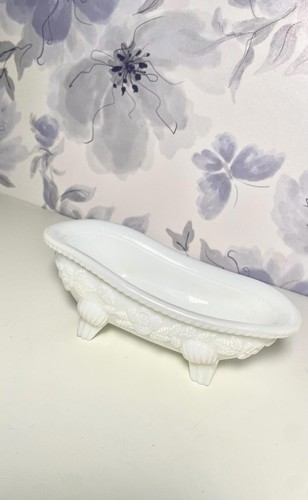 Vintage Avon Milk Glass Trinket Soap Dish Planter Claw Foot Bathtub Tub - Picture 3 of 5