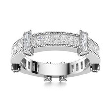 2MM Square Shape Moissanite 925 Sterling Silver Minimalist Women Wedding Ring