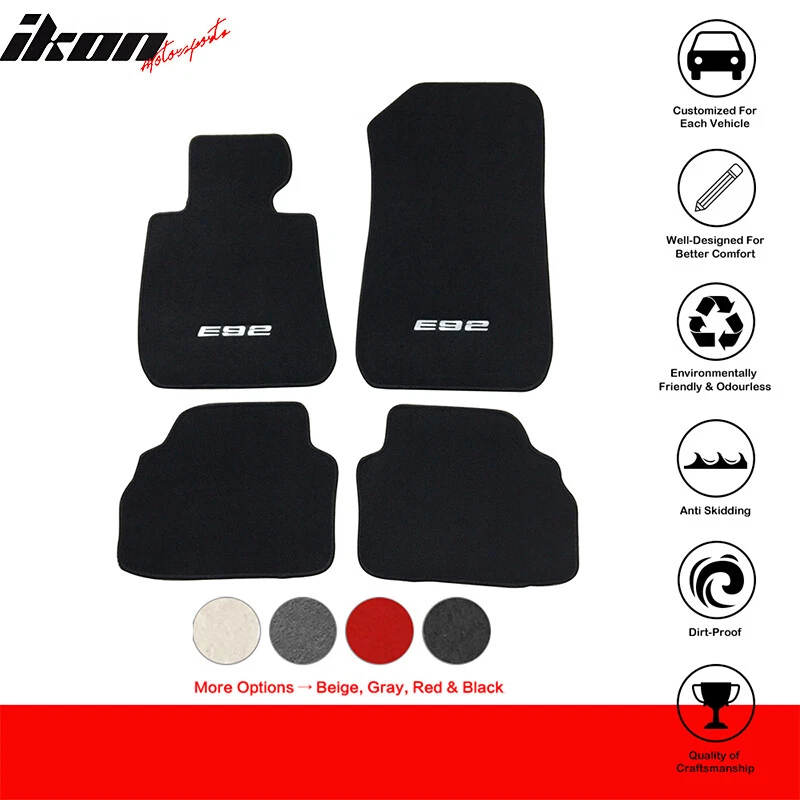 07-13 E92 Logo 3-Series Floor Mats Carpet Front Rear Nylon FOR: (BMW)
