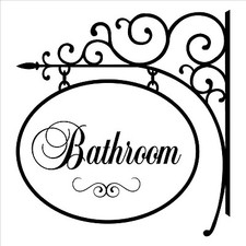 BATHROOM HANGER SIGN Wall Decal Home Lettering Words Quote Decor