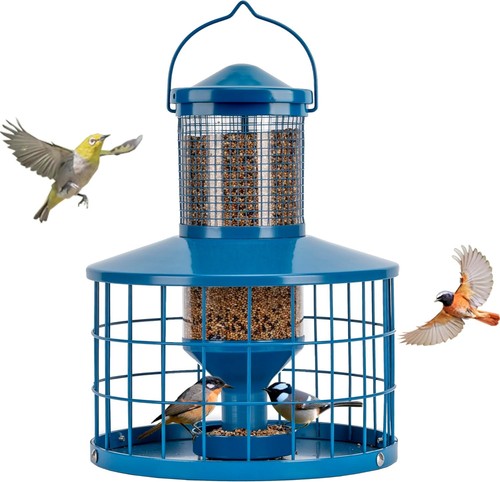 Caged Bird Feeders Squirrel-Proof, Metal, 2.8 Lbs Capacity-Cage Tube Seed Fee... - Picture 2 of 9