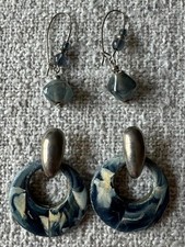 Blue Abstract Deco Earrings (Set of 2)