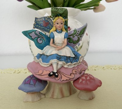 Rare Disney Jim Shore Alice in Wonderland on Mushroom Retired   Traditions
