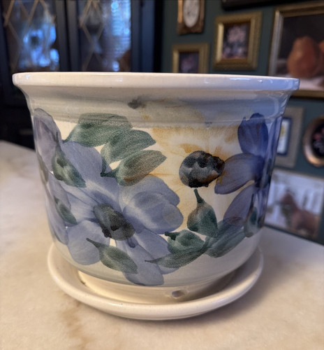 Vintage West Coast Pottery Inc. Hand-Painted Ceramic Planter w/Saucer ca.1950s