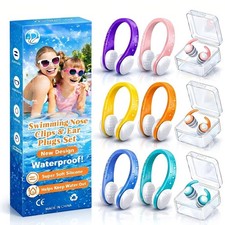 Swimming Nose Clip Ear Plugs - 9 Packs Silicone Swim Nose Plugs with Earplugs...