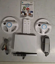 Nintendo Wii Console With Mario Kart Bundle! 2 Wheels + 2 Controllers Tested!!