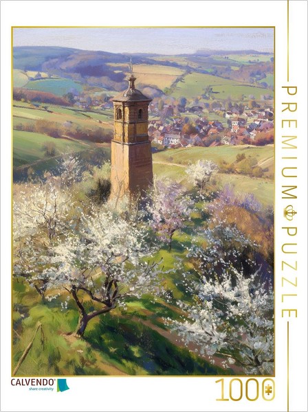 Calvendo Puzzle Tower With Cherry Trees | 1000 Pieces, Finished Size 25.2 × 18.9-image
