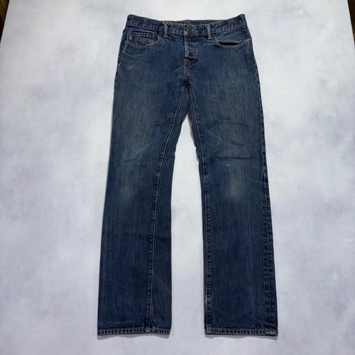 Abercrombie & Fitch Men's Straight Leg Button Fly Jeans Size 33x32 Dark Wash - Afbeelding 1 van 16