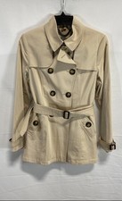 Burberry Women Beige Solid Double Breasted Belted Trench Jacket Size 6