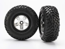 Traxxas 5875X - SCT Off-Road Tires, Beadlock Wheels, Satin Chrome 2 