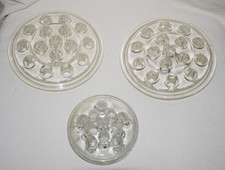 Vtg Lot 3 Glass Flower Frogs 5.25" 16 Hole  3.5" 11 Hole Floral Frogs 