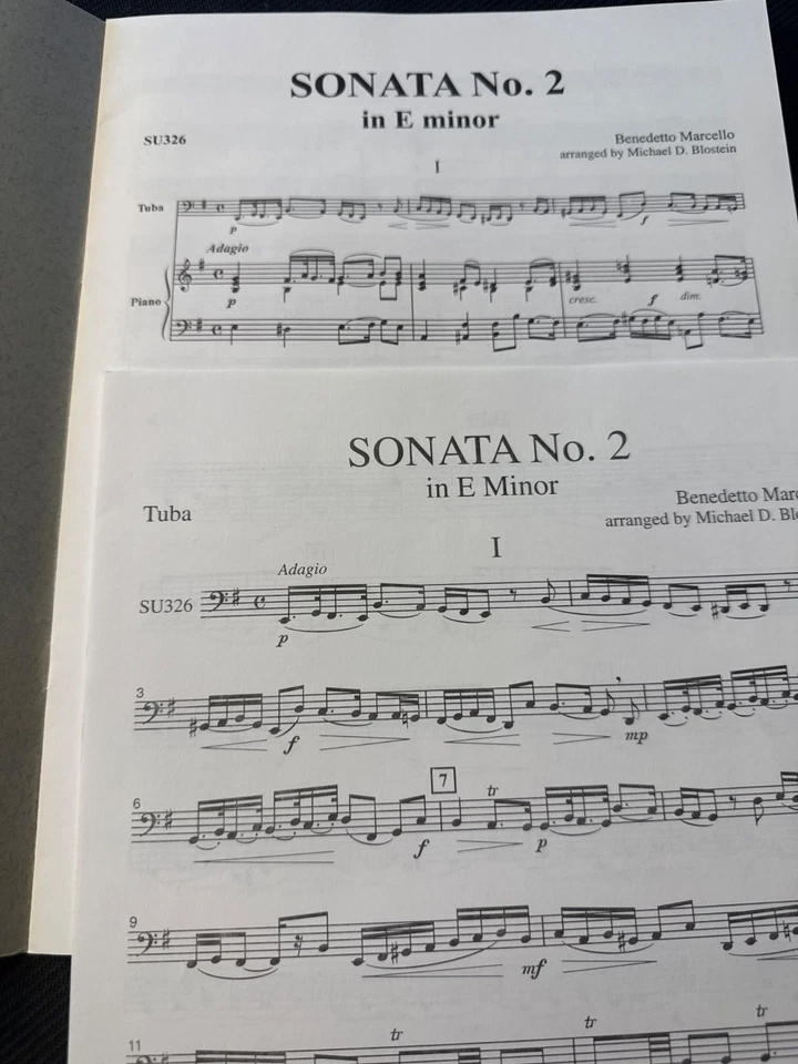 Sonata No. 2 in E Minor by Benedetto Marcello Tuba & Piano SU326 SMC Music Book - Image 3 of 3