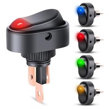 5PCS LED Lighted Rocker Switch 12V Illuminated on off Toggle Switches 30A 3Pin S