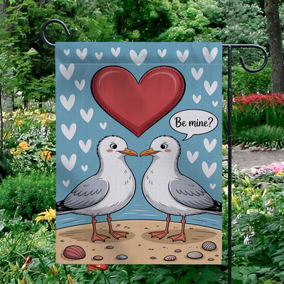 Be Mine Seagull Valentine Garden Flag Beach Sea Birds Heart Outdoor Yard Decor