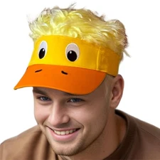 Popfizzy Duck Hat with Hair for Men and Women, Wig Hat, Fake Hair Hat, Adult